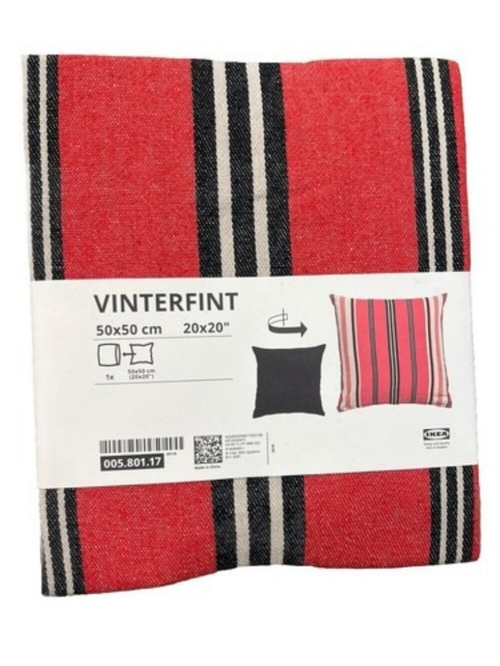 Brand New IKEA VINTERFINT Cushion Cover Red 50x50 cm (20x20 ") 005.801.17